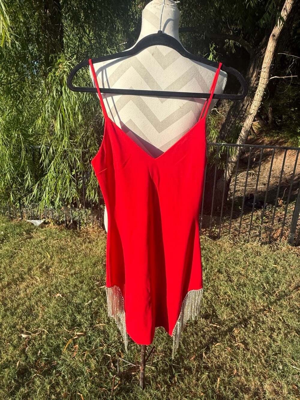 Red Rhinestone Fringe Dress Size Small - Picture 3 of 10